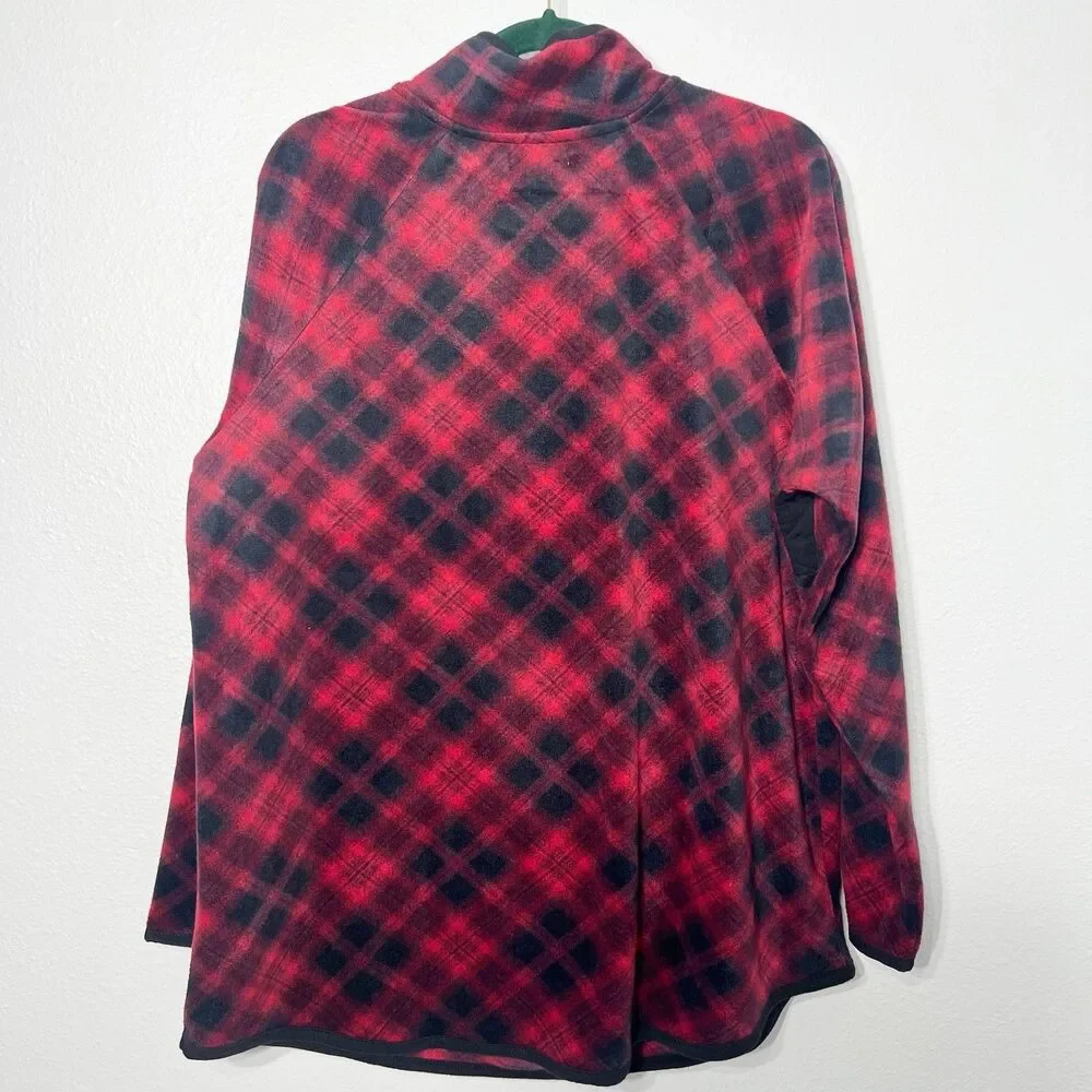 Maurices Sweater Womens XL Red Plaid Fleece Quilted Pullover Holiday Winter Farm - Picture 6 of 13